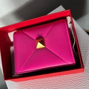 Valentino Small Nappa Roman Stud Wallet Pink PP